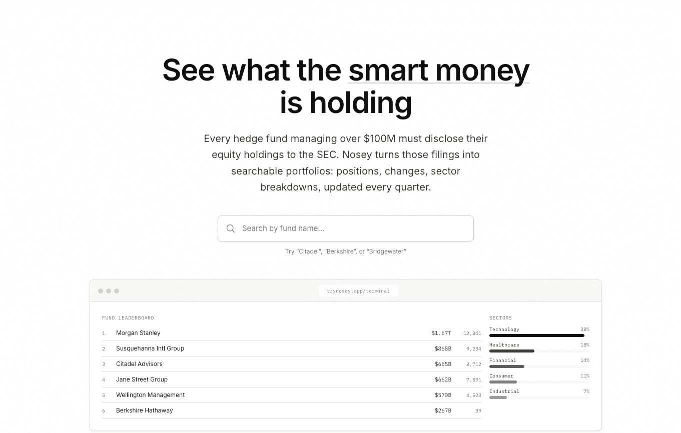 Nosey the Hedge Fund Tracker screenshot 2